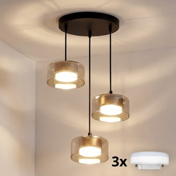Brilagi - LED Suspension sur câble AURA LUX 3xGX53/30W/230V noir/or