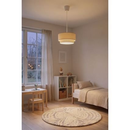 Brilagi - Lustre LED suspendu sur câble BOHO BOBO 1xE27/60W/230V Ø 40 cm à pois beige/crème
