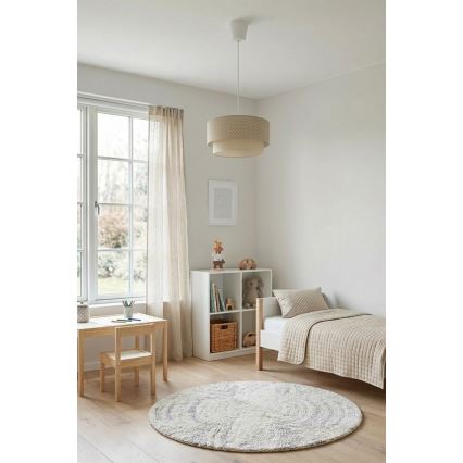 Brilagi - Lustre LED suspendu sur câble BOHO BOBO 1xE27/60W/230V Ø 40 cm à pois beige/crème