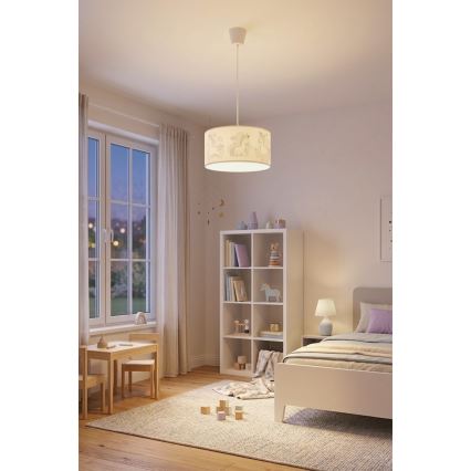 Brilagi - Suspension LED pour enfants sur câble BOBO 1xE27/60W/230V Ø 35 cm blanc/licornes