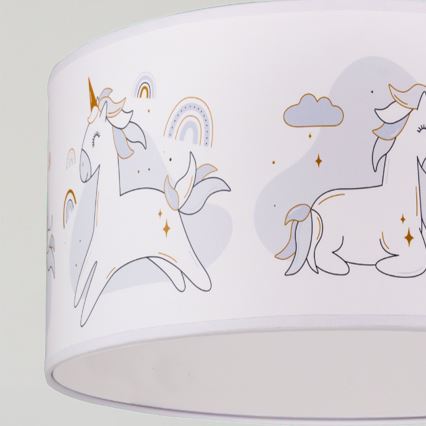 Brilagi - Suspension LED pour enfants sur câble BOBO 1xE27/60W/230V Ø 35 cm blanc/licornes