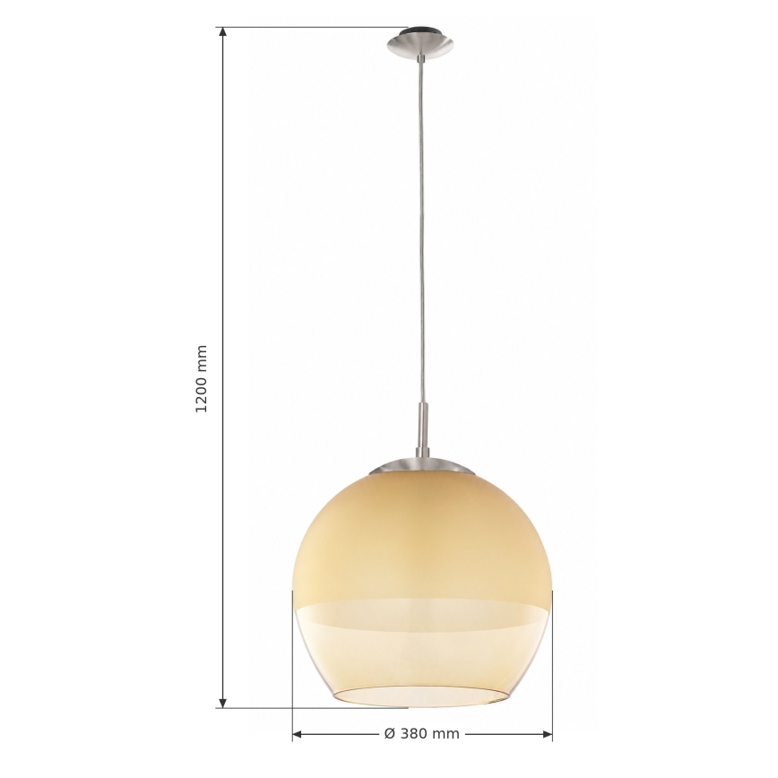 BRILAGI - Suspension LED sur câble RETRO GLASS 1xE27/60W/230V Ø 38 cm chrome mat/beige fumé