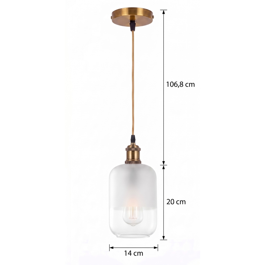 BRILAGI - LED suspension sur câble RETRO GLASS 1xE27/60W/230V Ø 14 cm doré/blanc