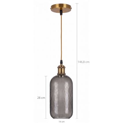 BRILAGI - suspension LED sur câble RETRO GLASS 1xE27/60W/230V Ø 14 cm doré/gris fumé