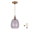 BRILAGI - LED suspension sur câble RETRO GLASS 1xE27/60W/230V Ø 26 cm doré/gris fumé