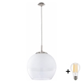 BRILAGI - LED Suspension sur câble RETRO GLASS 1xE27/60W/230V Ø 38 cm chrome mat/blanc