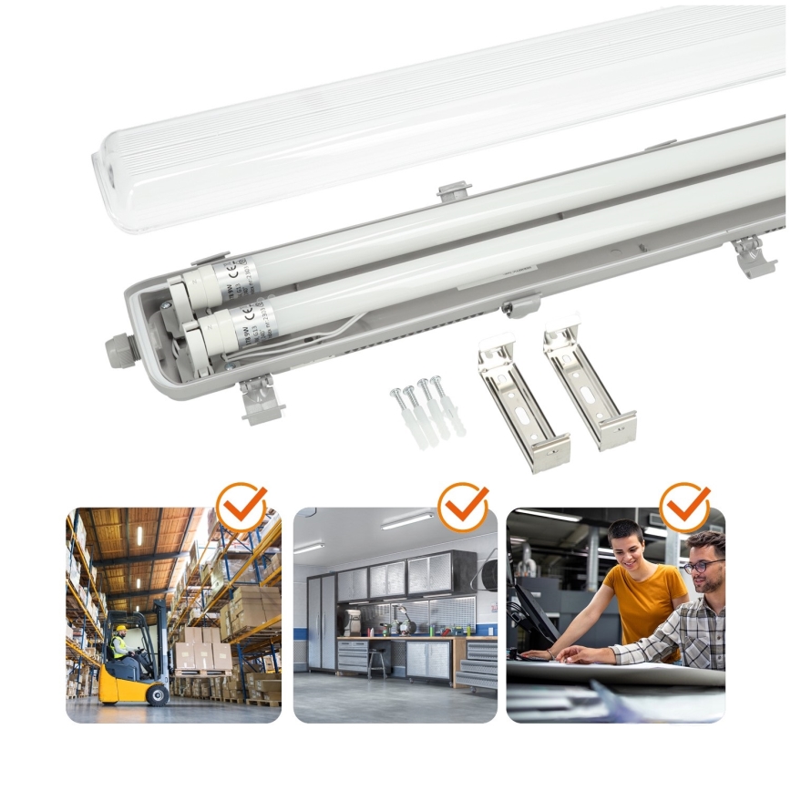 Brilagi - Luminaire technique LED tube fluorescent OPTIMA T8 2xG13/18W/230V 4000K IP65 128 cm - palette de 110 pcs