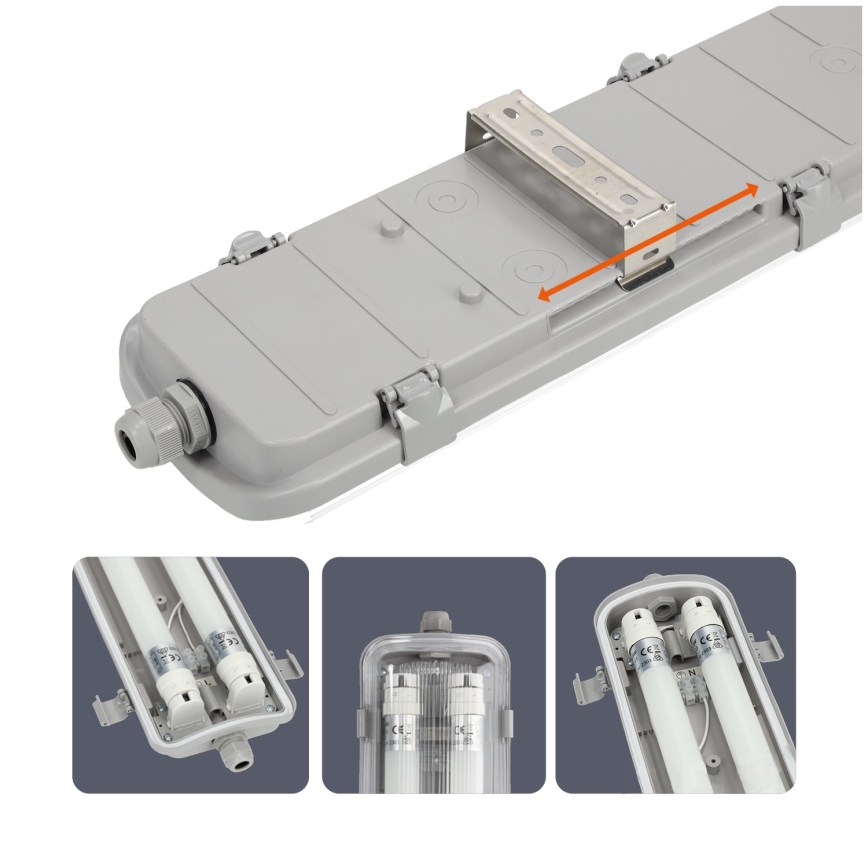 Brilagi - Luminaire technique LED tube fluorescent OPTIMA T8 2xG13/18W/230V 4000K IP65 128 cm - palette de 110 pcs