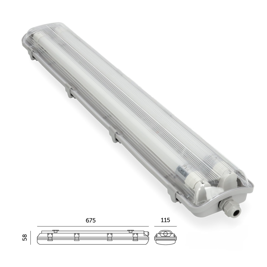 Brilagi - LED heavy-duty fluorescerend lamp OPTIMA T8 2xG13/9W/230V 4000K IP65 67,5 cm