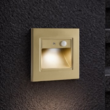 Brilagi - LED trapverlichting met sensor STEP LIGHT LED/1,5W/230V IP44 goudkleurig