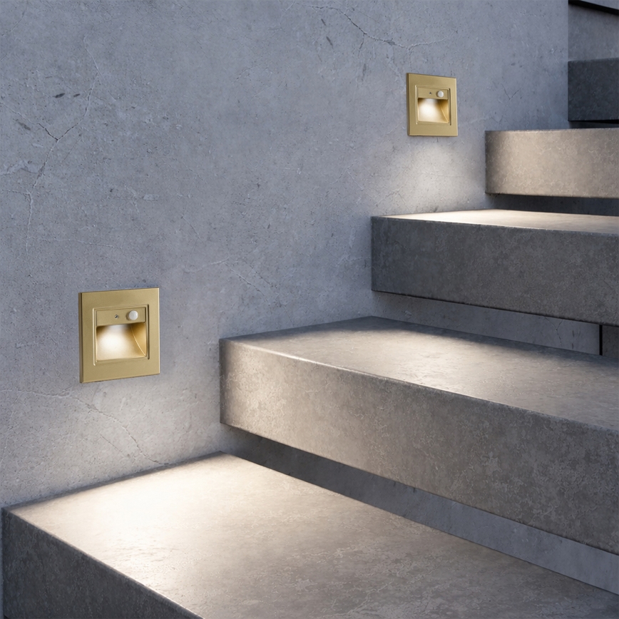 Brilagi - LED-trapverlichting met sensor STEP LIGHT LED/1,5W/230V IP44 goudkleurig