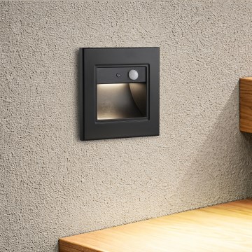 Brilagi - LED trapverlichting met sensor STEP LIGHT LED/1,5W/230V IP44 zwart