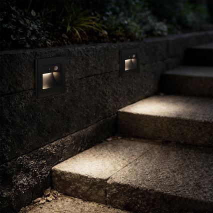 Brilagi - LED trapverlichting met sensor STEP LIGHT LED/1,5W/230V IP44 zwart
