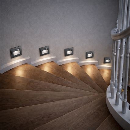 Brilagi - LED trapverlichting met sensor STEP LIGHT LED/1,5W/230V IP44 zwart