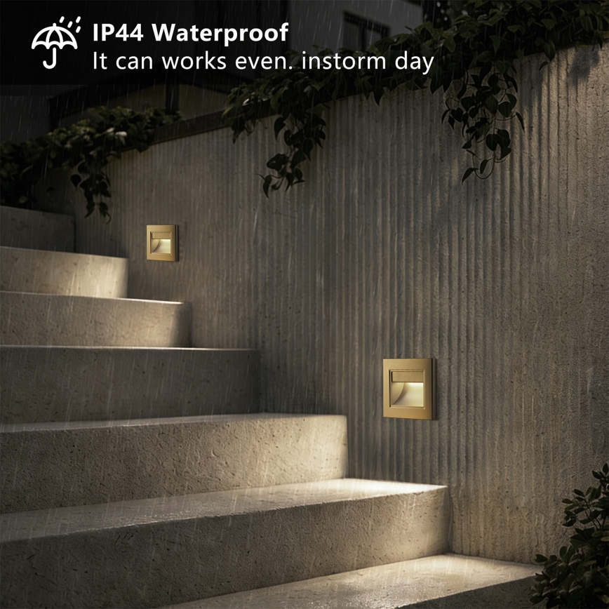 Brilagi - LED trapverlichting STEP LIGHT LED/1,5W/230V IP44 goudkleurig