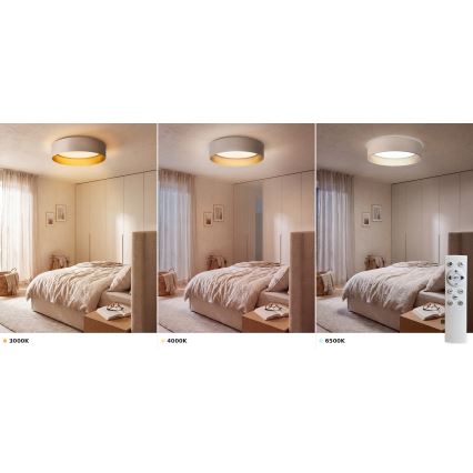 Brilagi - Plafonnier LED dimmable VELVET SMART VARI LED/36W/230V 3000-6500K Ø 55 cm crème/doré + télécommande incluse