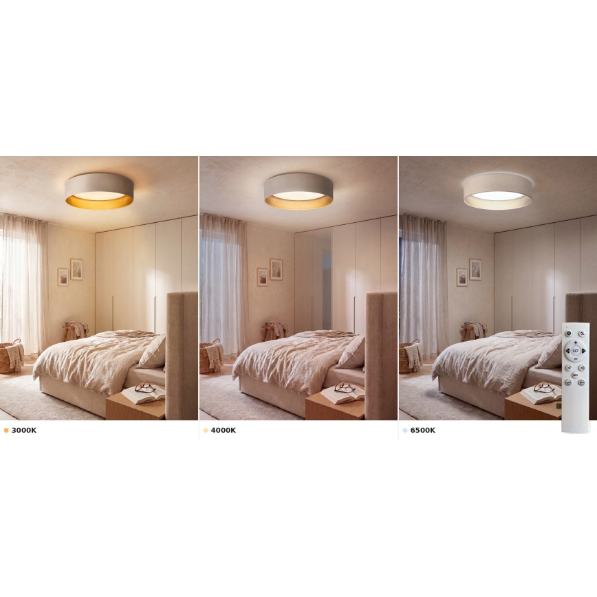 Brilagi - Plafonnier LED dimmable VELVET SMART VARI LED/36W/230V 3000-6500K Ø 55 cm crème/doré + télécommande incluse
