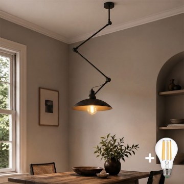 Brilagi - LED verstelbare hanglamp op staaf IRONBEAM 1xE27/60W/230V zwart