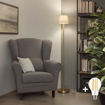Brilagi - LED vloerlamp CERIA 1xE27/20W/230V Ø 20,5 cm wit/goud