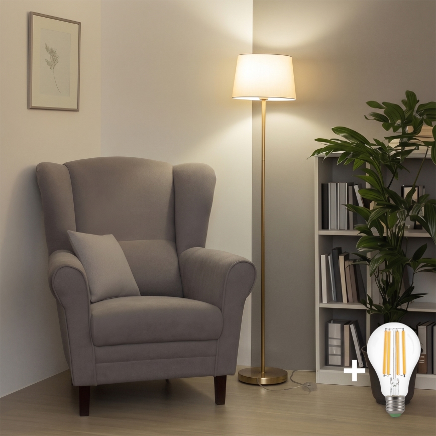 Brilagi - LED vloerlamp CERIA 1xE27/20W/230V Ø 30 cm beige/goud
