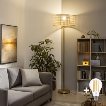 Brilagi - LED-vloerlamp CERIA 1xE27/20W/230V Ø 40 cm bamboe/goud