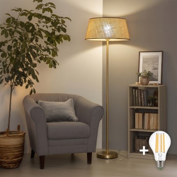 Brilagi - LED vloerlamp CERIA 1xE27/20W/230V Ø 50 cm beige/goud