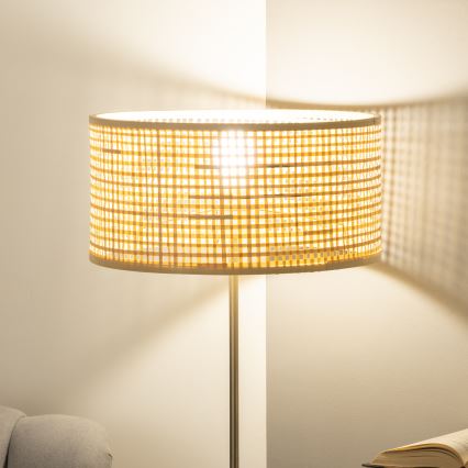 Brilagi - LED vloerlamp CERIA 1xE27/40W/230V Ø 40 cm bamboe/mat chroom