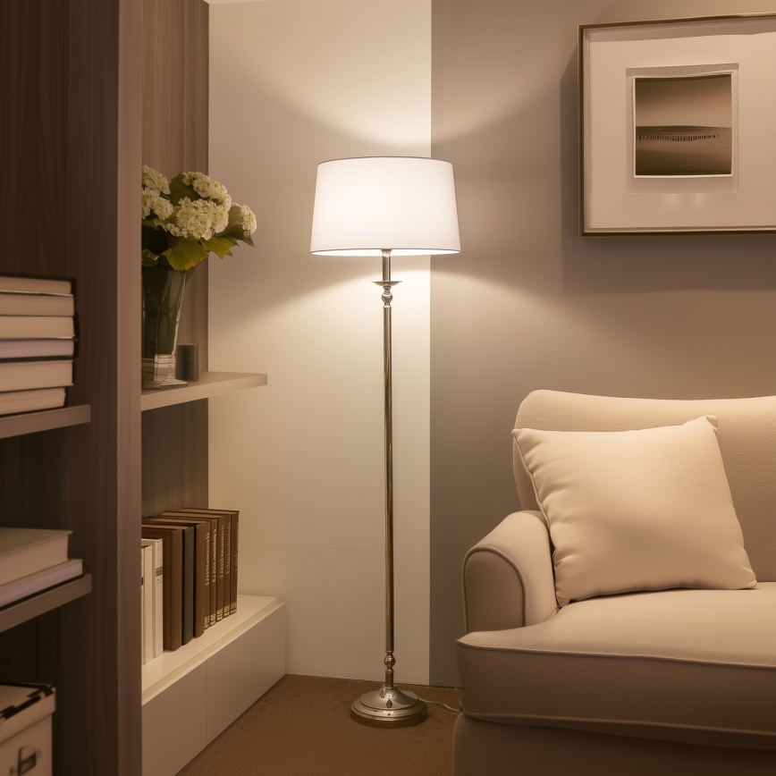 Brilagi - LED vloerlamp CERIA 1xE27/60W/230V Ø 45 cm glanzend chroom/wit