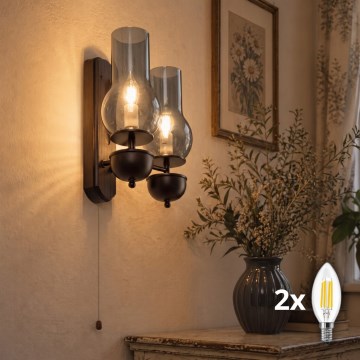BRILAGI - LED-wandlamp COTTAGE 2xE14/40W/230V beuk/rookgrijs