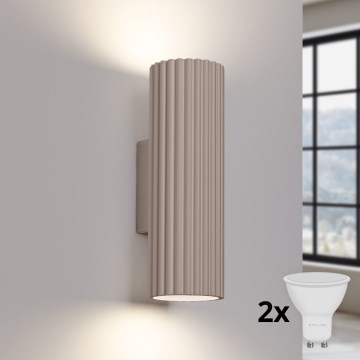 Brilagi - LED-wandlamp CRESTO 2xGU10/10W/230V 20 cm taupe