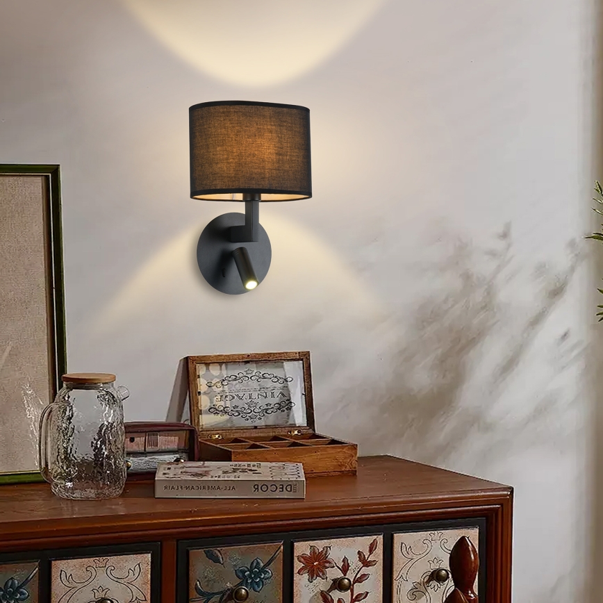 Brilagi - LED Wandlamp DAYA 1xE14/40W/230V + LED/3W zwart