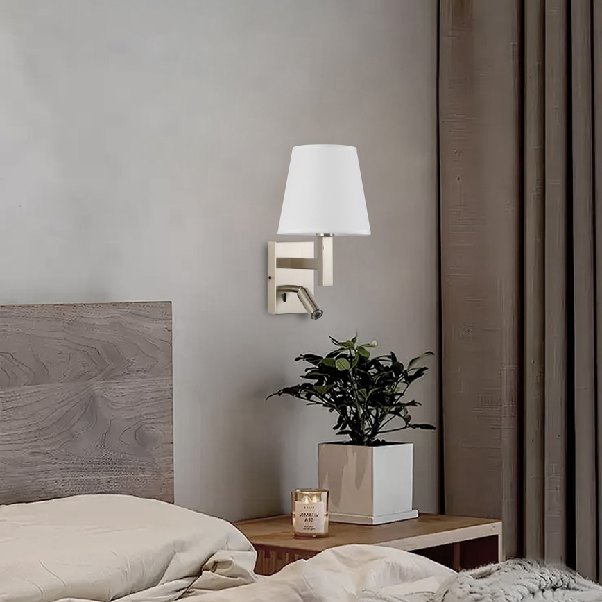 Brilagi - LED Wandlamp DEYA 1xE14/40W/230V + LED/3W wit/mat chroom