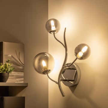 Brilagi - LED-wandlamp MISTEL 3xG9/3W/230V zwart chroom/rookglas