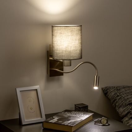 Brilagi - LED Flexibele wandlamp NUBILA 1xE27/25W/230V + LED/3W mat chroom/antraciet