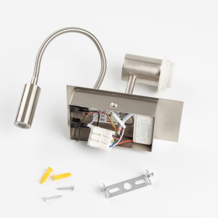 Brilagi - LED Flexibele wandlamp NUBILA 1xE27/25W/230V + LED/3W mat chroom/antraciet