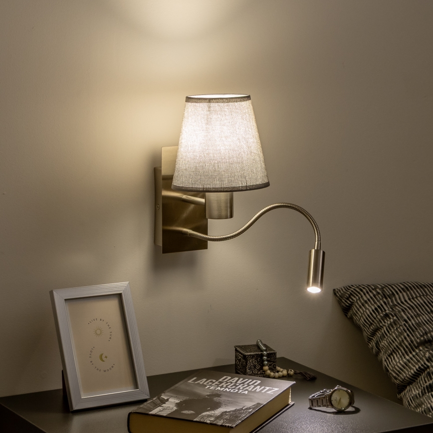 Brilagi - LED Flexibele wandlamp NUBILA 1xE27/25W/230V + LED/3W mat chroom/grijs