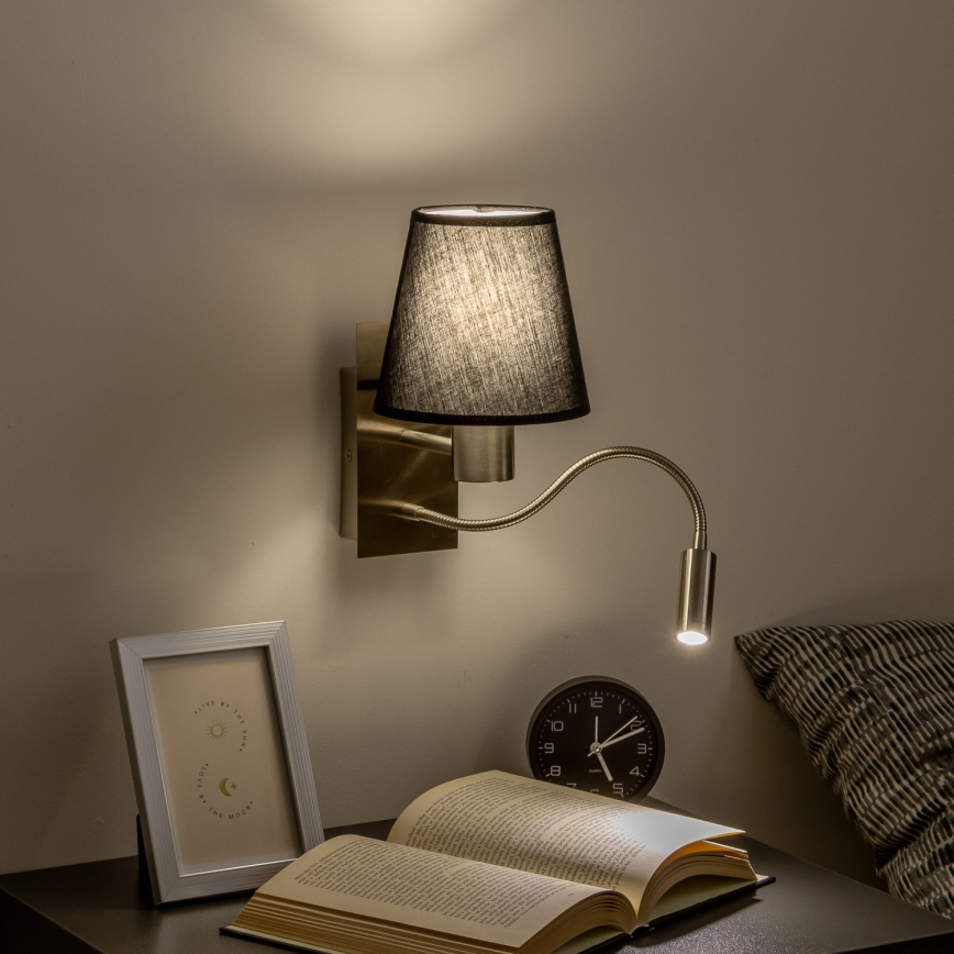 Brilagi - LED Flexibele wandlamp NUBILA 1xE27/25W/230V + LED/3W mat chroom/zwart