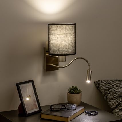 Brilagi - LED Flexibele wandlamp NUBILA 1xE27/25W/230V + LED/3W mat chroom/zwart