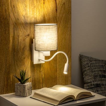 Brilagi - LED Flexibele wandlamp NUBILA 1xE27/25W/230V + LED/3W wit/antraciet