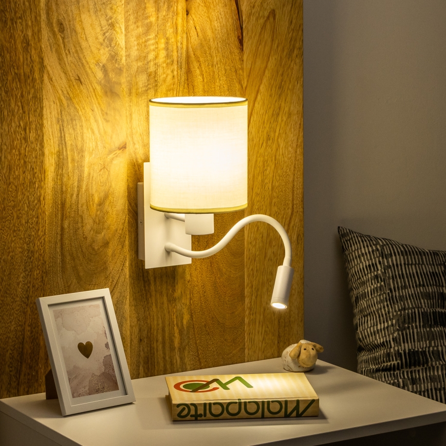 Brilagi - LED Flexibele wandlamp NUBILA 1xE27/25W/230V + LED/3W wit/crème