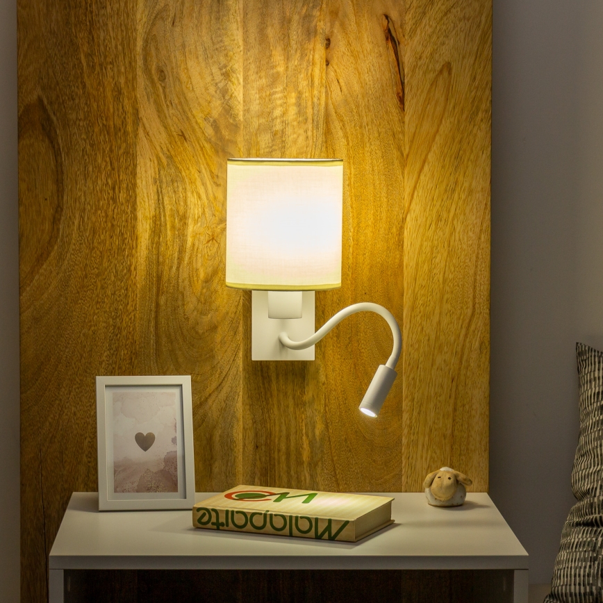 Brilagi - LED Flexibele wandlamp NUBILA 1xE27/25W/230V + LED/3W wit/crème
