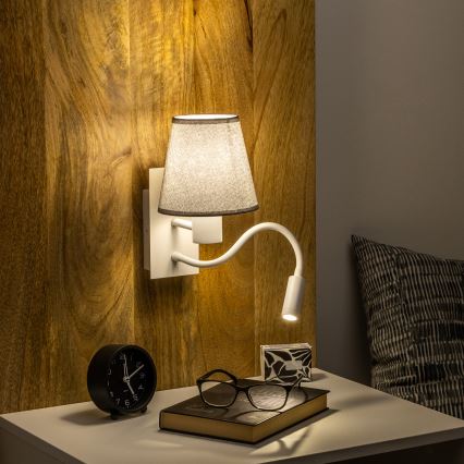 Brilagi - LED Flexibele wandlamp NUBILA 1xE27/25W/230V + LED/3W wit/grijs