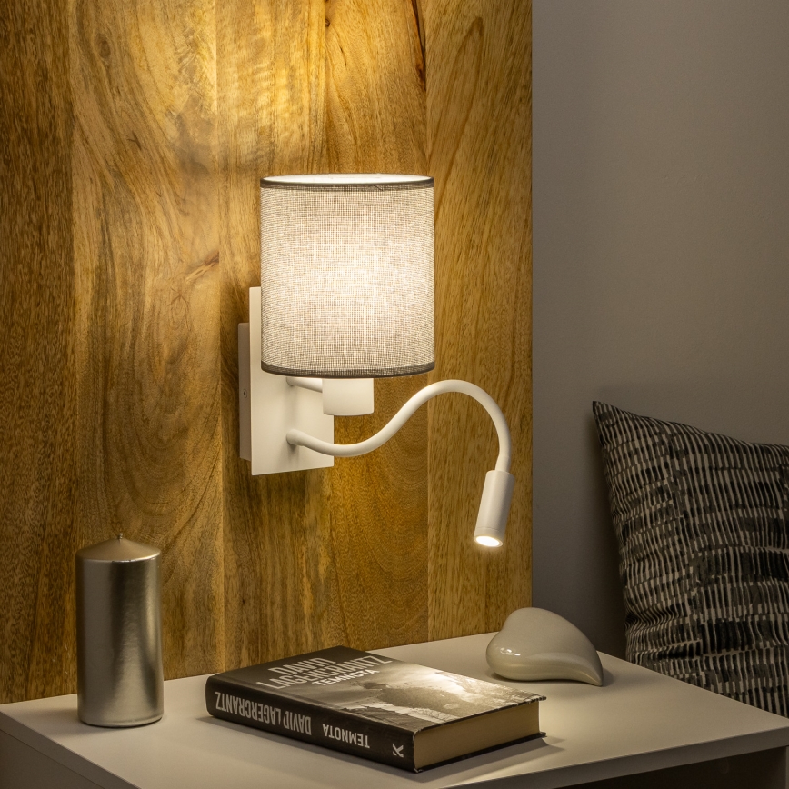 Brilagi - LED Flexibele wandlamp NUBILA 1xE27/25W/230V + LED/3W wit/grijs