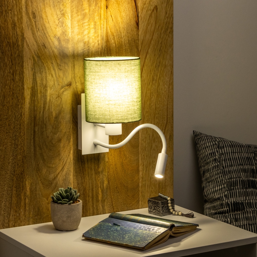Brilagi - LED Flexibele wandlamp NUBILA 1xE27/25W/230V + LED/3W wit/groen