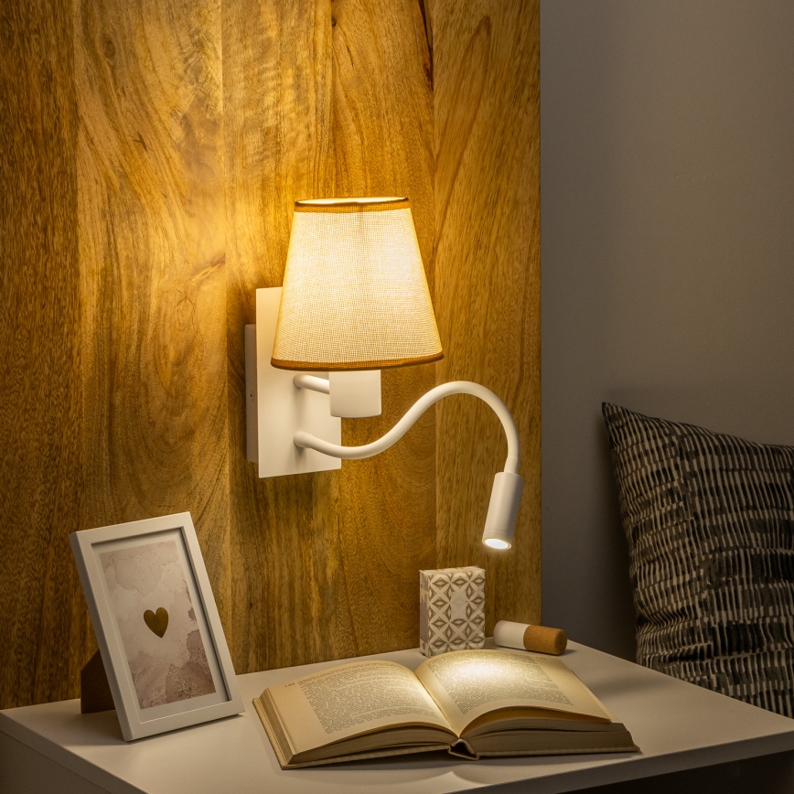 Brilagi - LED Flexibele wandlamp NUBILA 1xE27/25W/230V + LED/3W wit/lichtbruin