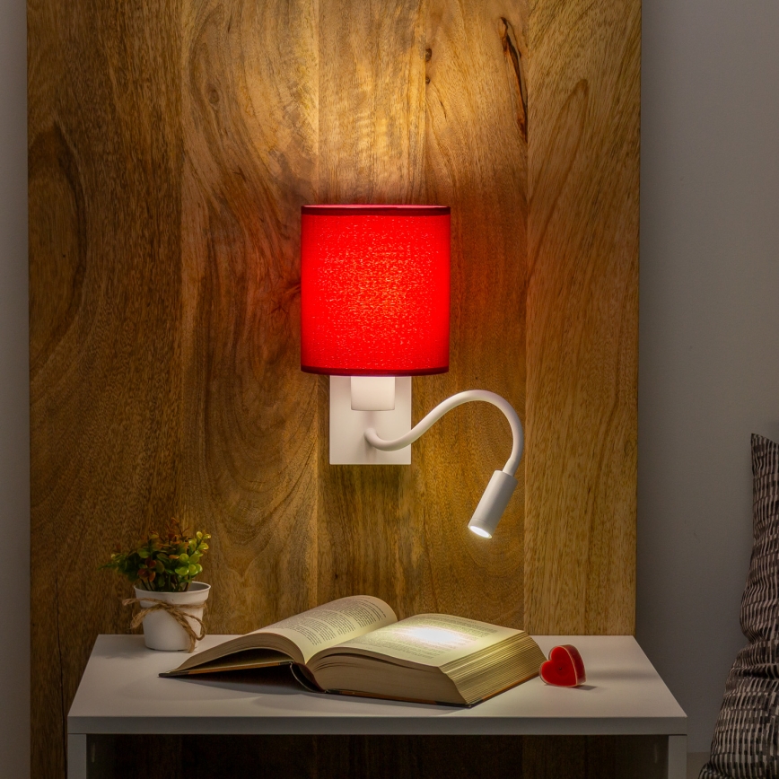 Brilagi - LED Flexibele wandlamp NUBILA 1xE27/25W/230V + LED/3W wit/Pompejaanse rood