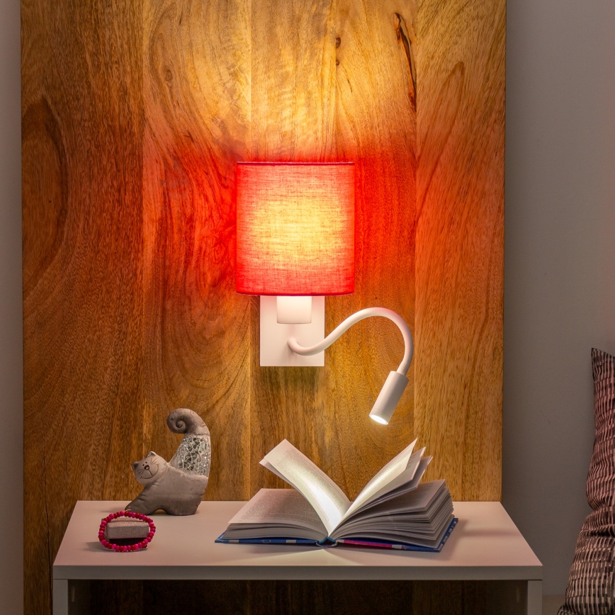 Brilagi - LED Flexibele wandlamp NUBILA 1xE27/25W/230V + LED/3W wit/roze