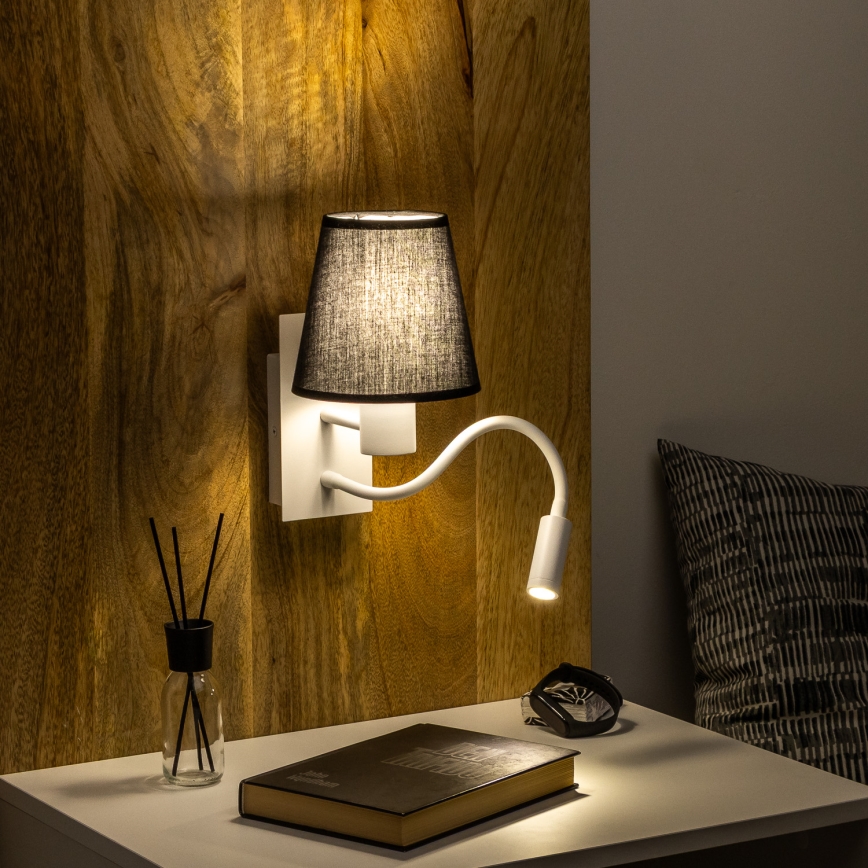 Brilagi - LED Flexibele wandlamp NUBILA 1xE27/25W/230V + LED/3W wit/zwart