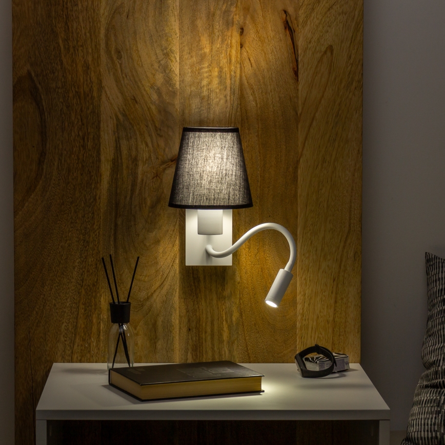 Brilagi - LED Flexibele wandlamp NUBILA 1xE27/25W/230V + LED/3W wit/zwart