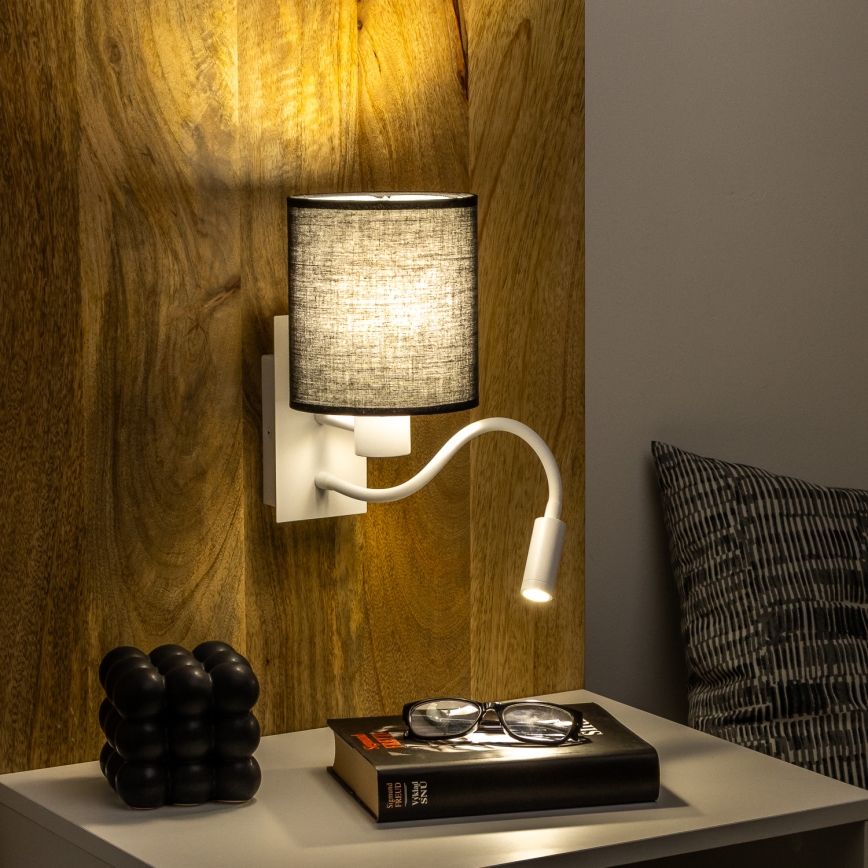 Brilagi - LED Flexibele wandlamp NUBILA 1xE27/25W/230V + LED/3W wit/zwart